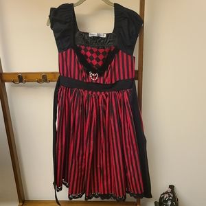 Classical Puppets Size M Striped Harlequin Gothic Red and Black Jumper Dress